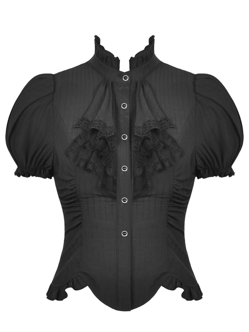 NWT Dark in Love Eleanor Black Blouse Ruffle Button Down Corset Lace Up Back